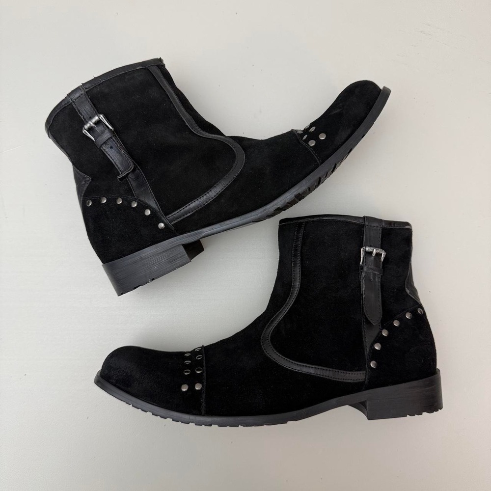 Affliction footwear black suede ankle boots with silver studs,  size US 8.5